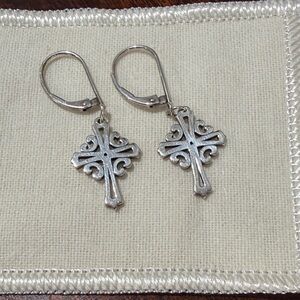 James Avery Adorned Cross Leverback Earrings- Retired